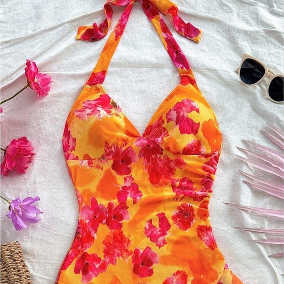 Floral Halter Dress - Orange and Pink
8105 - Picture 4 of 6